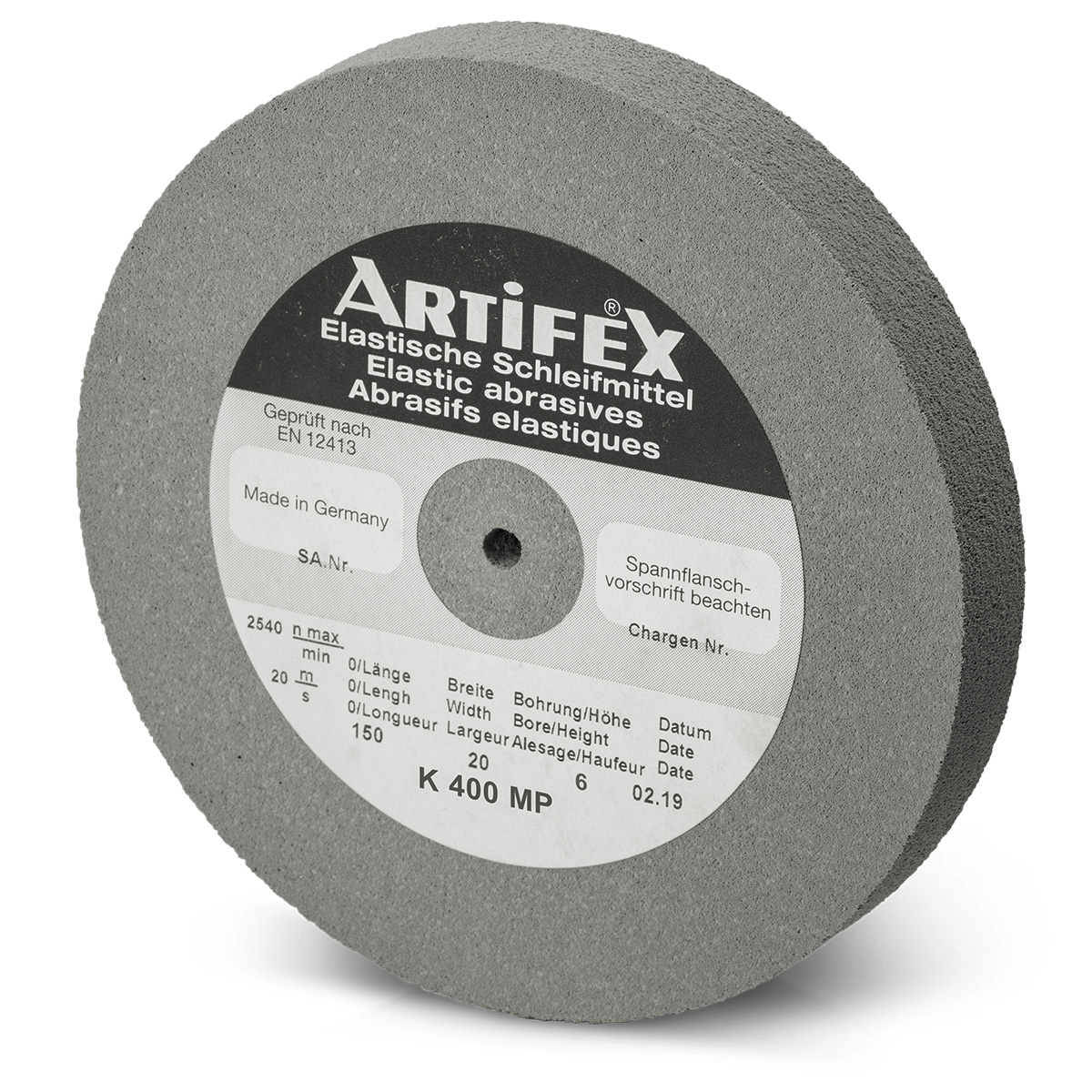 Artifex meule K 400 MP, grain très fin, dureté moyenne, Ø 150 x 20 mm, alésage Ø 6 mm
