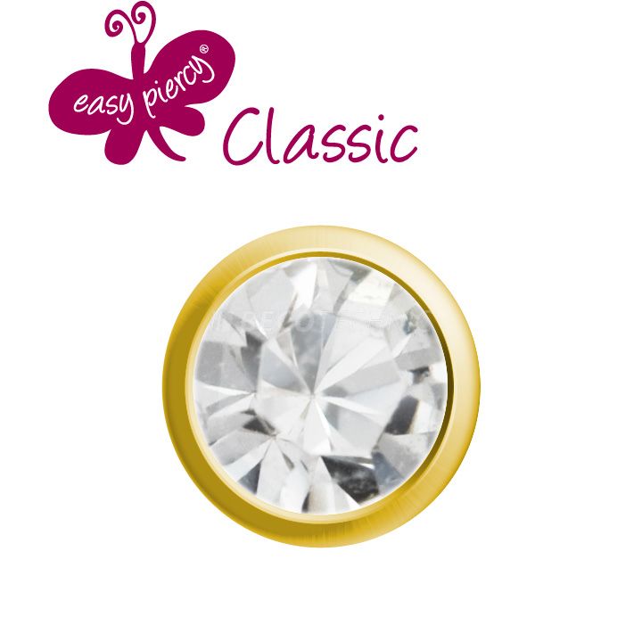 1 paire boucles d'oreilles Easy Piercy Classic, doré, imitation de brillant