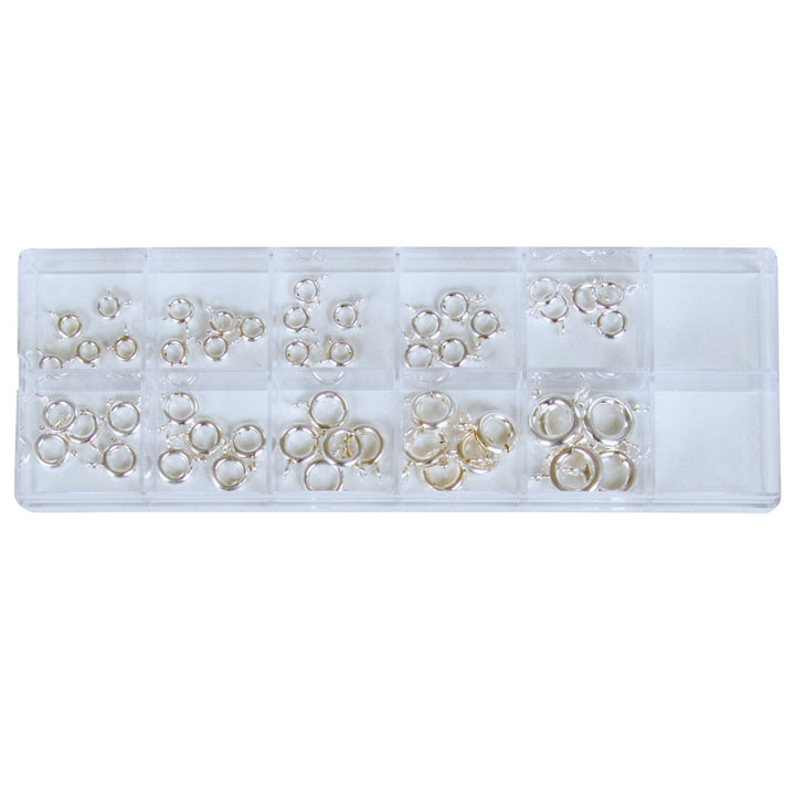 Assortiment d'anneaux à ressort sans collier, Ø 5 - 12 mm, 925/- argent