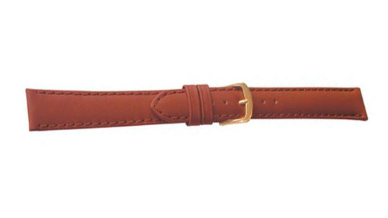 Bracelet de montre, Medio XL, Cuir de veau, 22 mm, Brun, Boucle Plaqué or