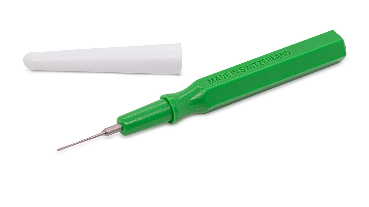 Pique-huile, vert, plat, moyen, 0,5 mm