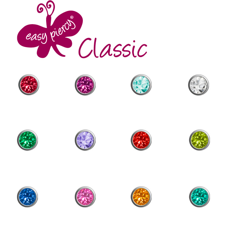 Boutons d'oreilles Easy Piercy Classic, system, Mini, blanc, assortiment