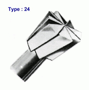 6 Fraise de bijoutier acier cône renversé Type 24 - Ø 0,90 mm (009), queue Ø 2,35 mm
