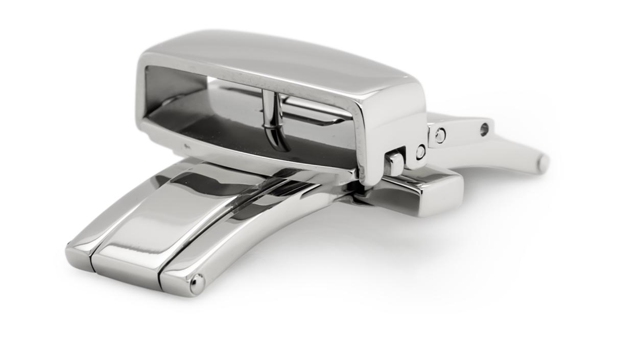 Boucle déployante papillon pour bracelets en cuir, acier inoxydable, 22 mm