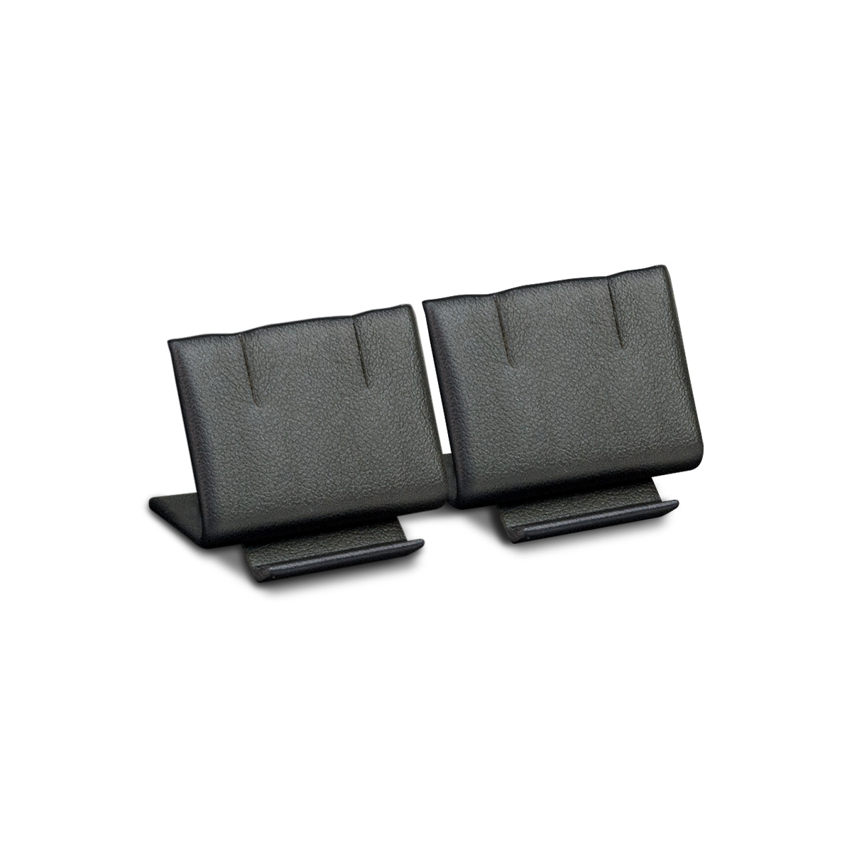 Double presentation display for earrings, low, smooth leather imitation, black, LxWxD ca. 3,0 x 7,0 x 3,0 cm