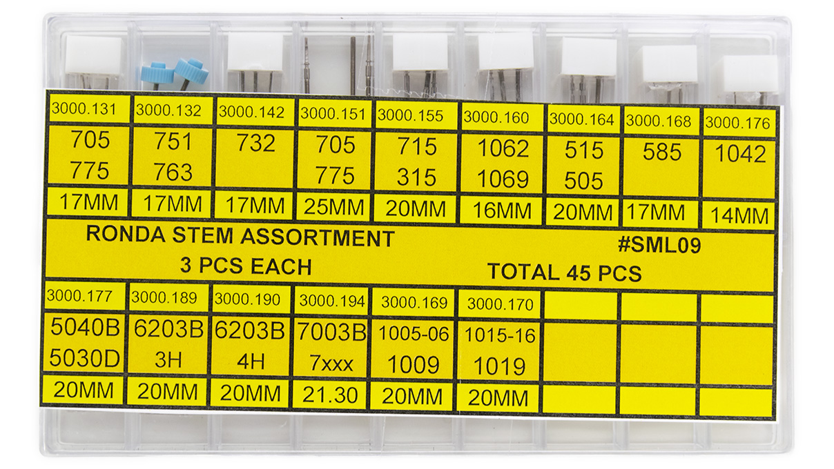 Assortiment de tige Ronda, 3 pièces par type, 45 pièces