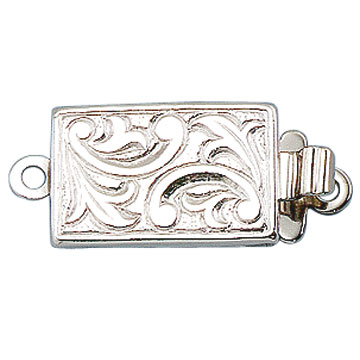 Fermoir à cliquet, 925/- argent rhodiné, à un seul rang, 8 x 13 mm