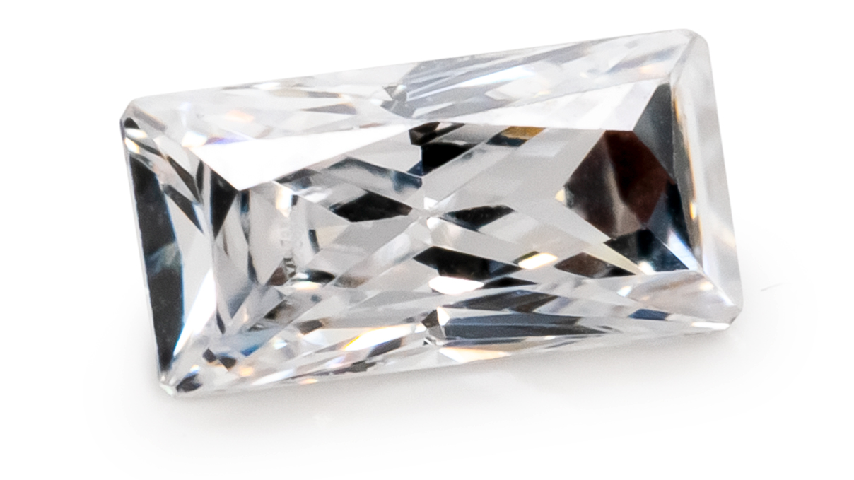 Zirconium, blanc, baguette, 3 x 2 mm