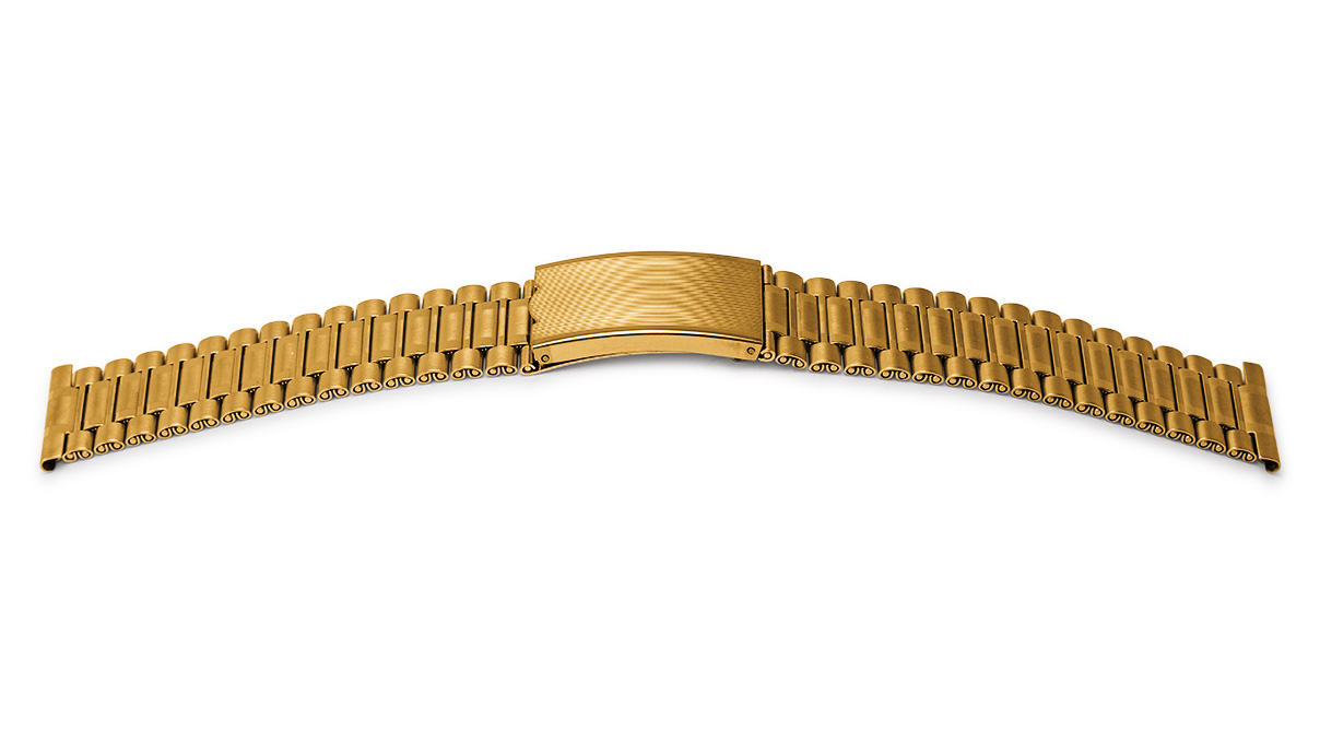 Bracelet métallique, acier inoxydable, doré, largeur d'attache 18 - 20 mm