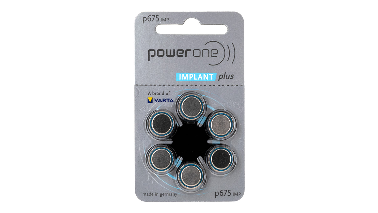 Power One 6 Piles auditives Zinc Air No. 675 Implant  Plus pour les implants Cochlear, en blister