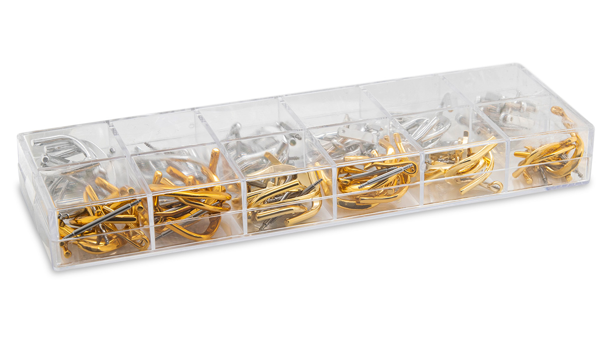 Assortiment 40 piéces boucles ardillon pour bracelets en cuir, blancs et jaunes, 12 - 20 mm