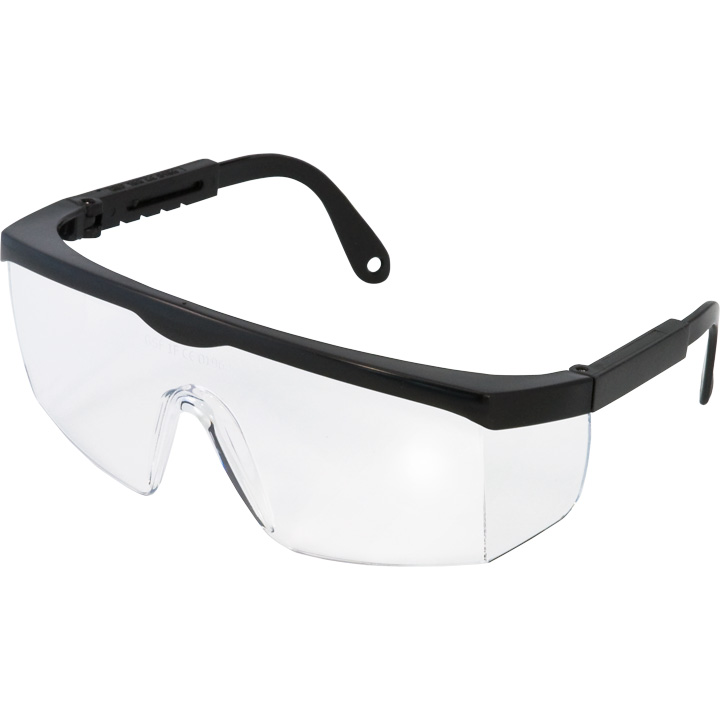 Lunette de protection noir, vitre sans couleur 2 mm,résistant aux rayures