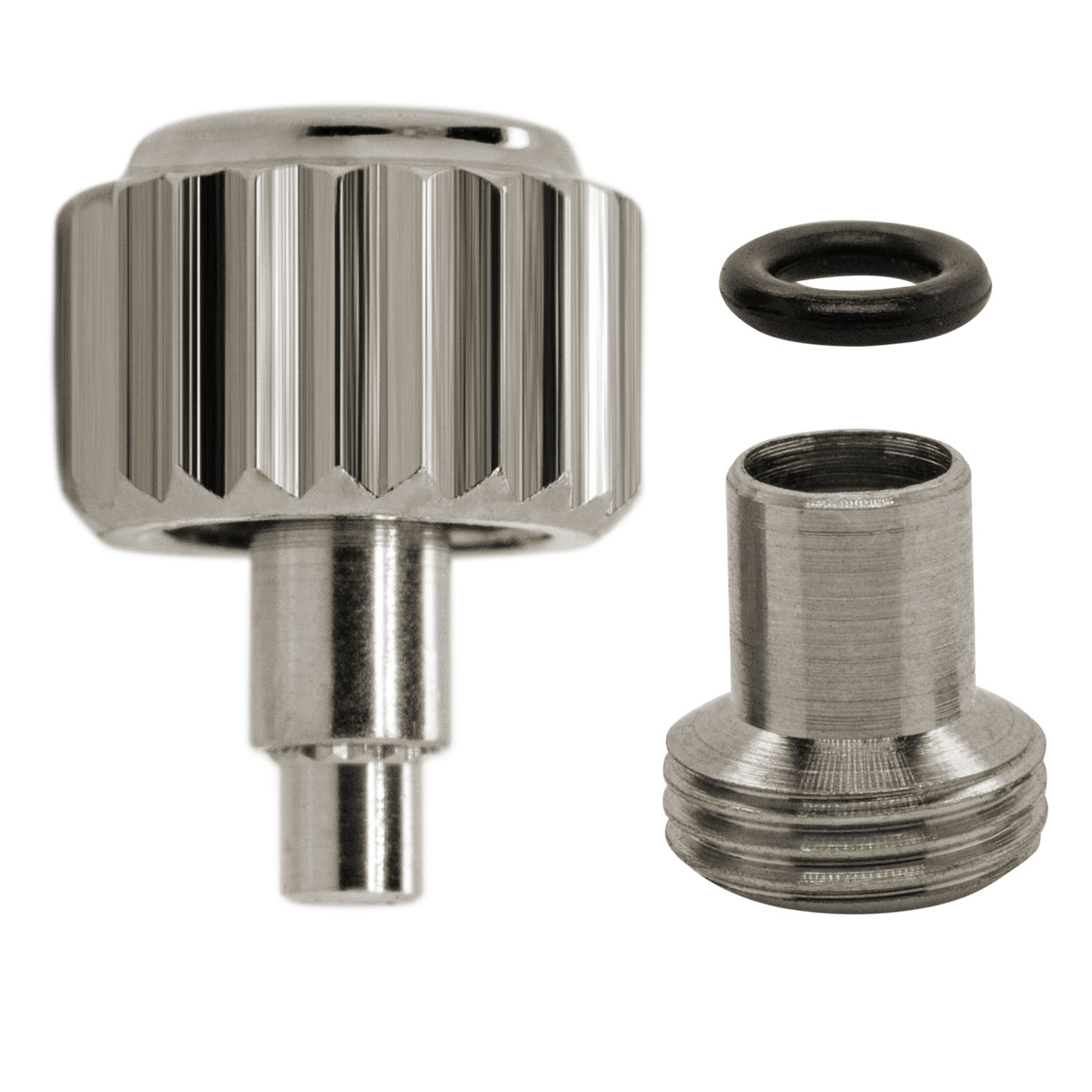 Couronne à vis, PB, acier inoxydable avec tubus/joint, hauteur 3,8, Ø 7,0, tubus 2,9, filetage 0,9, étanche