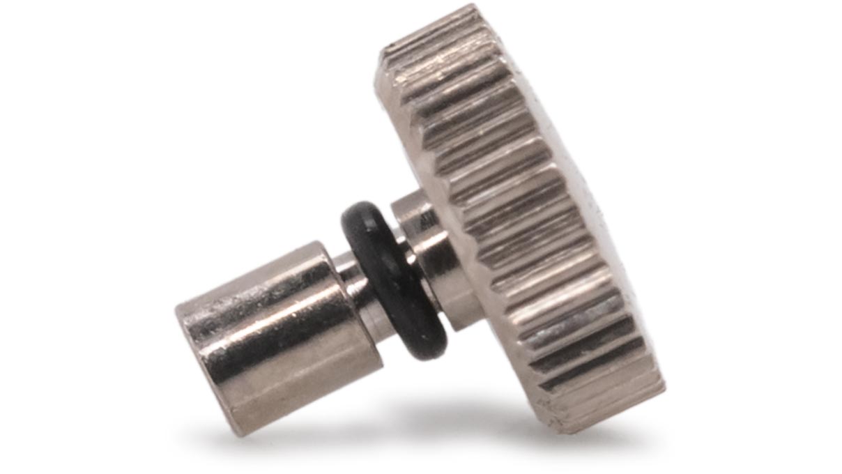 Couronne étanche, Forme japonaise, Acier inoxydable, Blanc, Tête Ø 3,5 mm, Filetage Ø 0,8 mm