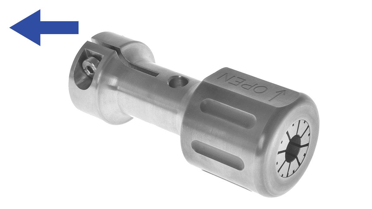 Pince de serrage, bride Ø 14 mm, gauche, pour polisseuses Polimaxx, convient aux outils d'un Ø de 10
mm