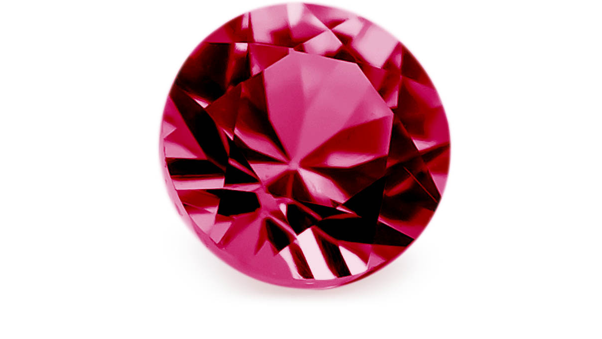 Pierre de couleur synthétique, rubis, ronde, Ø 1,5 mm