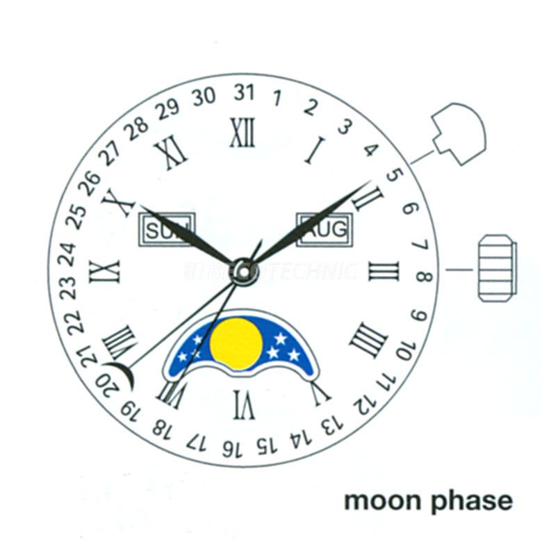 Mvt. Miyota 6P80 10 1/2''' DAY10 SC MONTH MOON Quartz (364 | SR621SW)