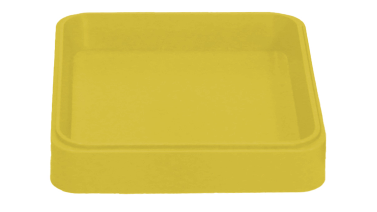 Bergeon plateau N°2379 CJ, jaune, en plastique, carré, 70 x 70 x 13 mm