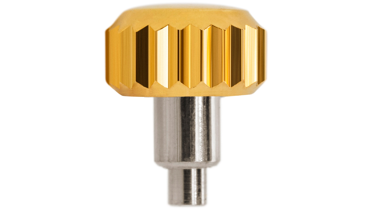 Couronne à vis, PBRX, 3 microns jaune avec tubus/joint, Ø 7,0, tubus 2,9, filetage 0,9, étanche