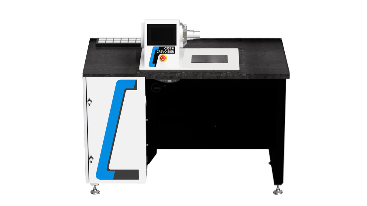 Crevoisier C551 (M12) avec établi S-Line Short, sans encadrement, aspiration incluse, plateau couleur
ardoise, bloc d'alimentation en bas (400 V)