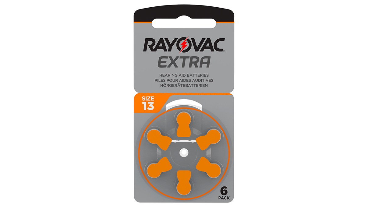 Rayovac Extra, 6 piles auditives No. 13 (Sound Fusion Technology), plaquette