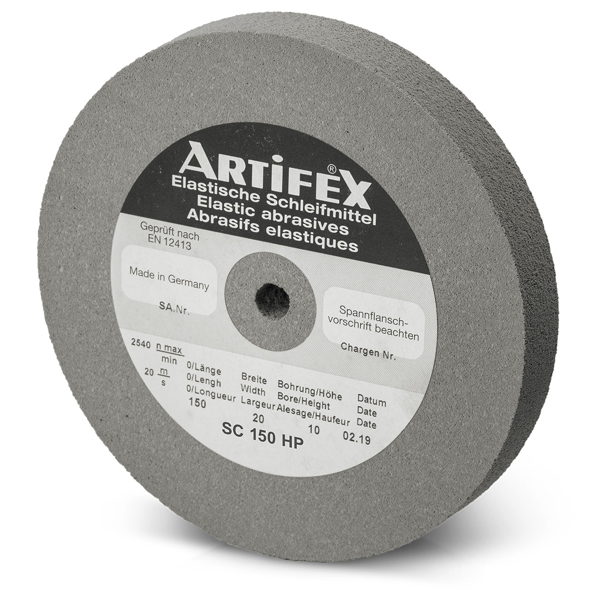 Meule Artifex SC 150 HP, grain moyenne, dureté dur, 150 x 20 x 10 mm
