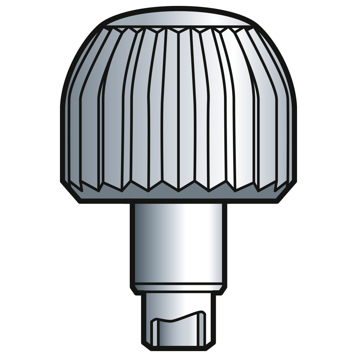 Couronne à vis PBB, acier inoxydable avec tubus/joint, hauteur 3,8, Ø 5,25, tubus 2,5, filetage 0,9, étanche