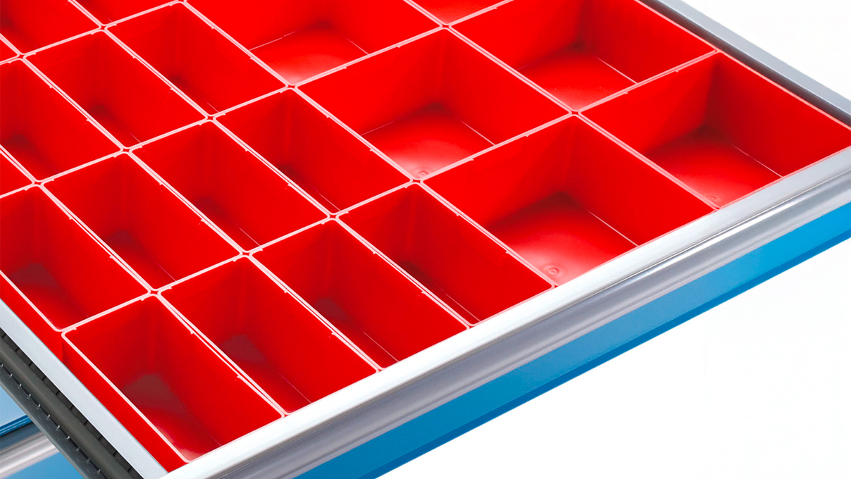 Lista bacs en plastique, kit pour 54 x 27 E avec 75 mm hauteur frontale, 24 pièces