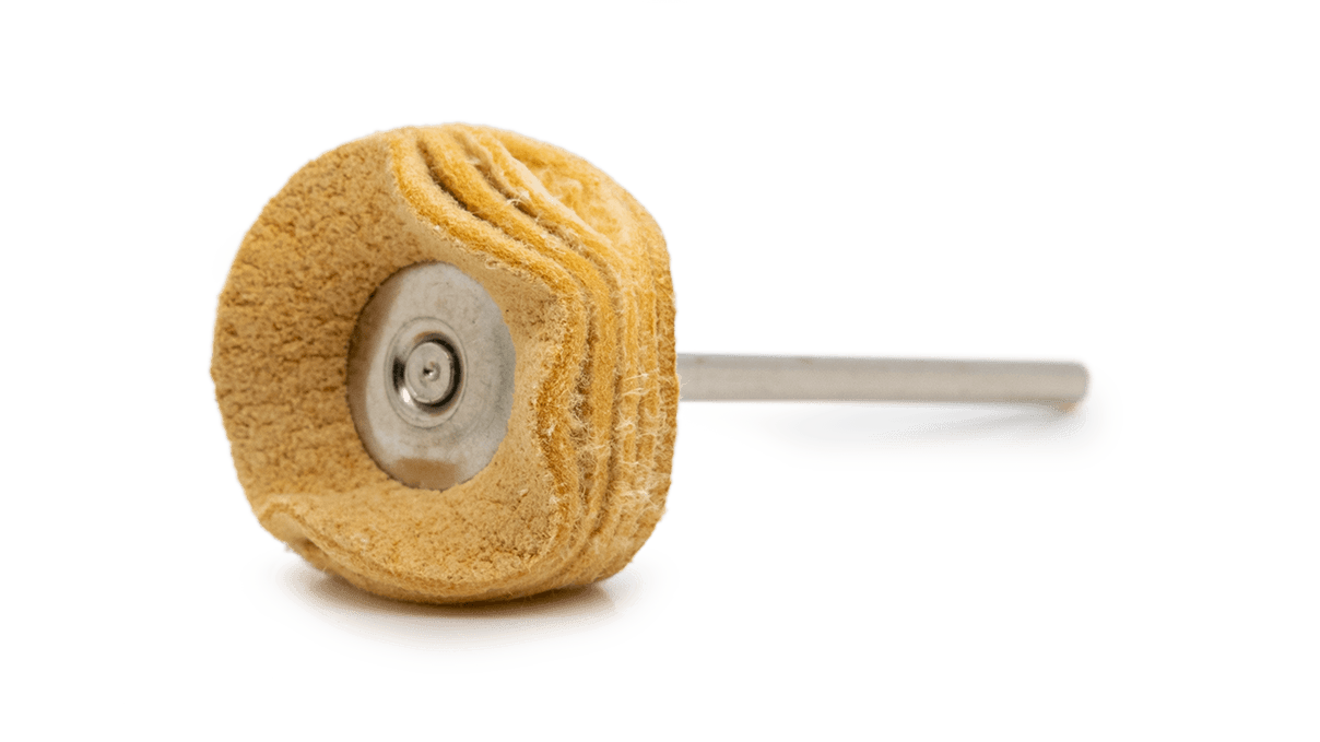 Roue de polissage, cuir de chamois, Ø 22 mm, doux, tige HP