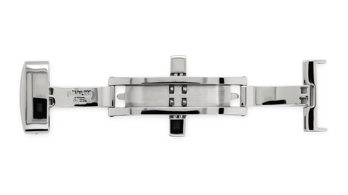 Boucle déployante papillon pour bracelets en cuir, acier inoxydable, 22 mm