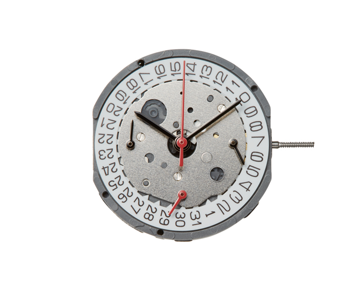 Mvt. Miyota FS23 High Hand 10 1/2''' DATE4.5 SC 24H SS MIN Quartz (377 | SR626SW) - Slanted Push