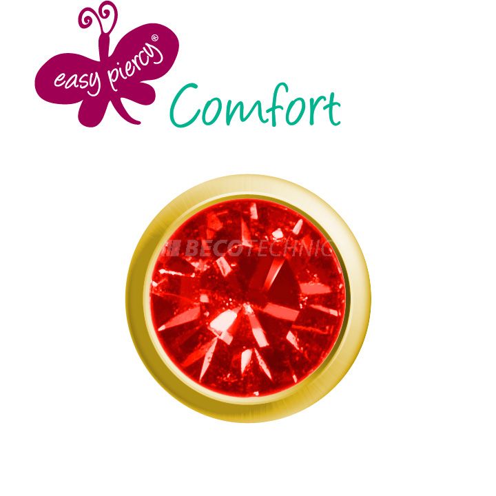 Easy Piercy Comfort 1 paire de boutons d'oreilles Ø 3,95 mm, doré, imitation rubis