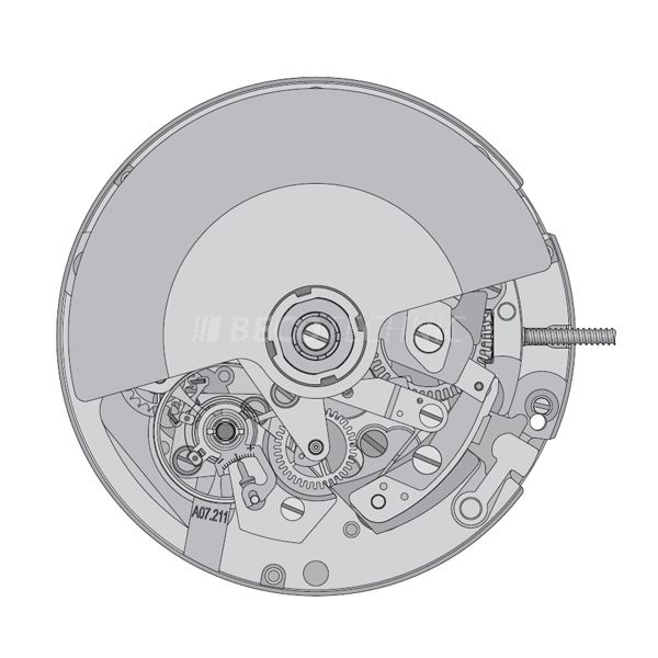 ETA1000000.A07211.406702 Mouvement A07211 petite seconde H1 blanc noir 3H 25JS rhodié(e) Incabloc CS