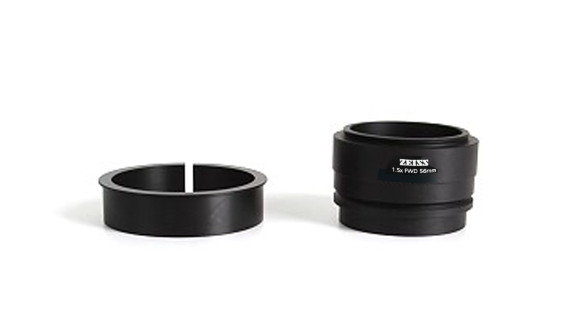 Zeiss Optique avant  3 1,5x FWD 56 mm - filetage M49x0,75 pour analyseur - adaptateur d=58 mm sur D=66 mm