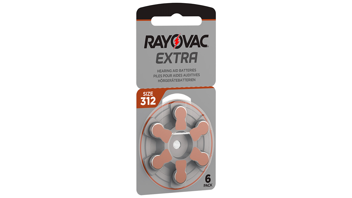Rayovac Extra, 6 piles auditives No. 312 (Sound Fusion Technology), plaquette