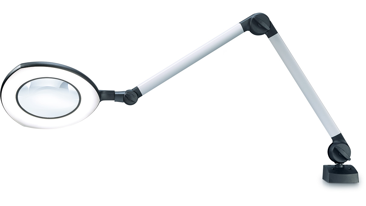 Waldmann Tevisio TVD lampe à loupe, lentille de verre 3,5 dpt, lentille additionnelle 8 dpt, joint de tête 3D, bras court