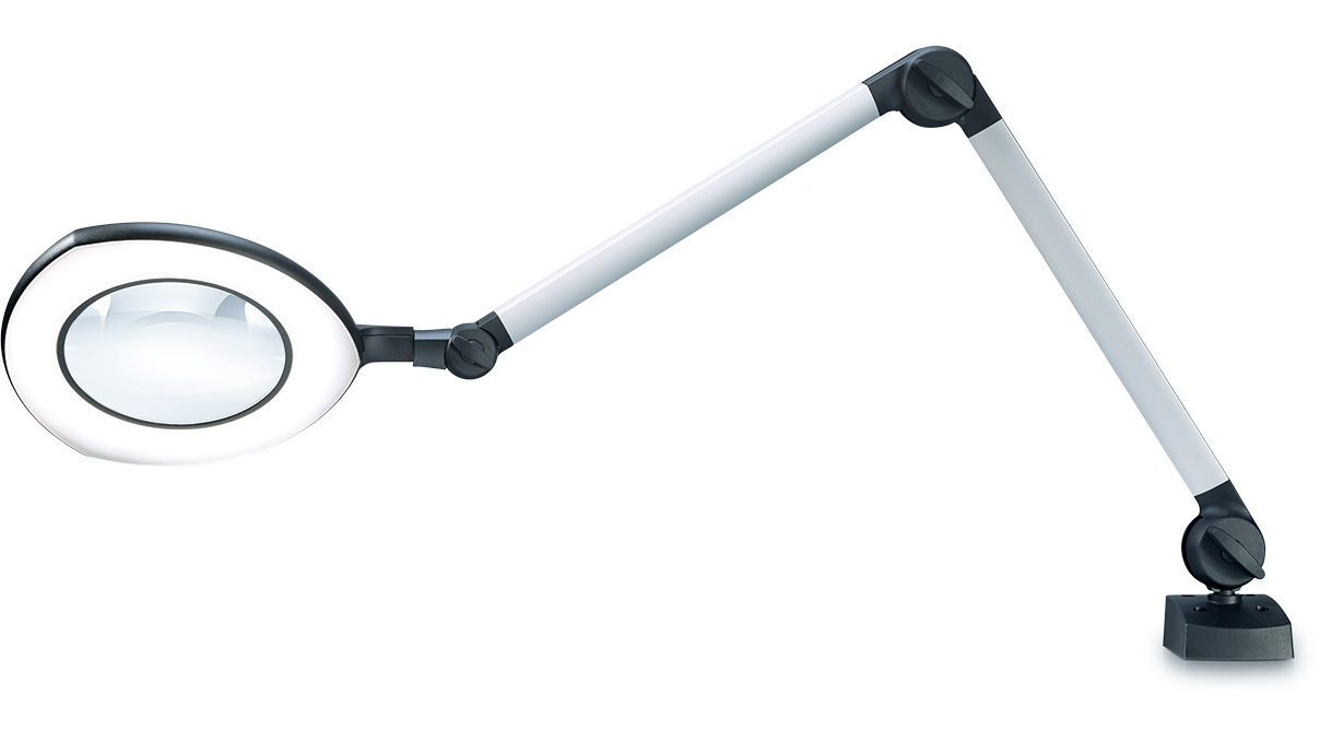 Waldmann Tevisio TVD lampe à loupe, lentille de verre 3,5 dpt, lentille additionnelle 8 dpt, joint de tête 3D, bras long