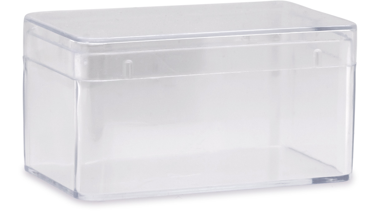 Boîte en plastique, 50 x 30 x 27 mm, transparente, avec couvercle