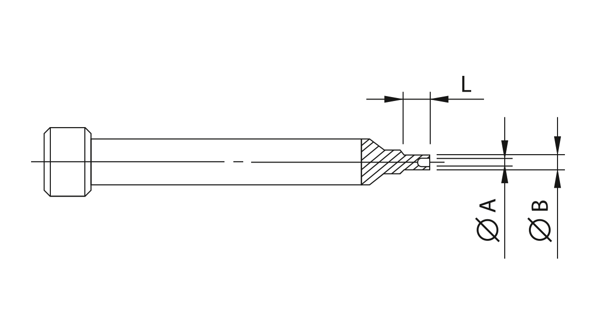 Horia AR AI 04-18 Pointe creuse, A Ø 2 mm, B Ø 2,35 mm, C 15 mm