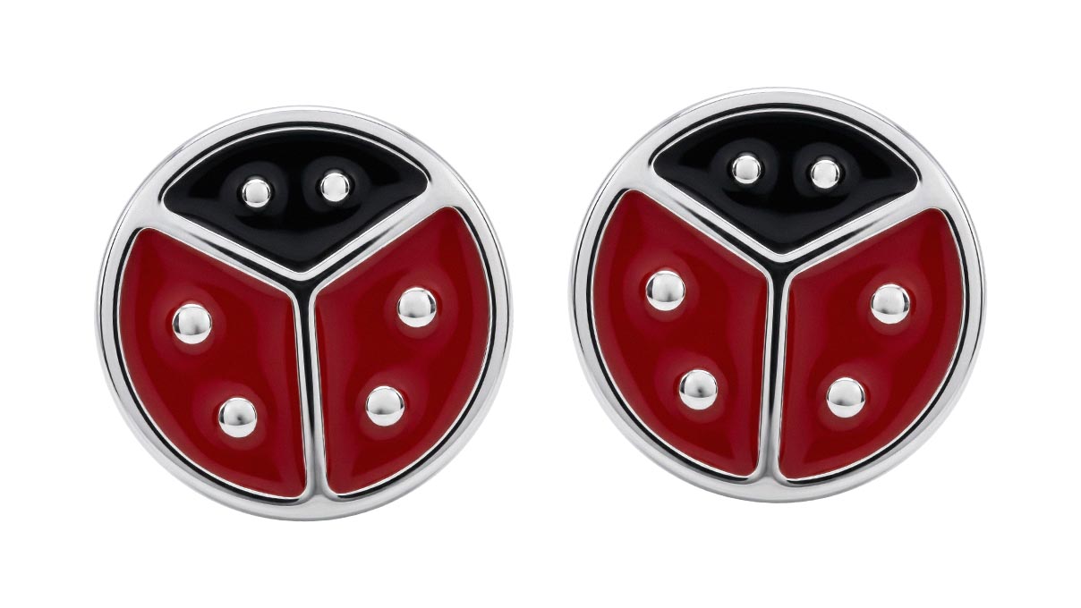 QPP puces d'oreilles A55, coccinelle en émail, inox blanc, 1 paire
