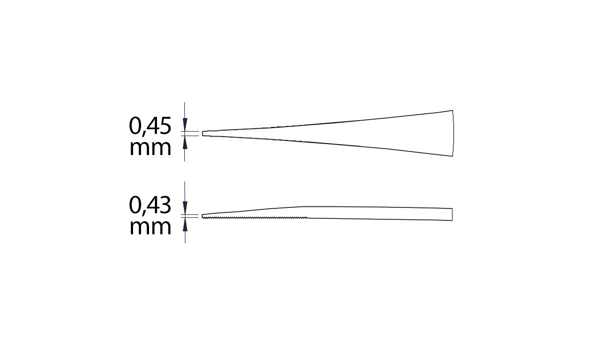 Brucelles avec poignée dentelé, pointes fines et coupe, longueur 110 mm