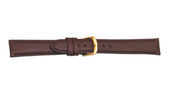 Bracelet de montre, Sophia, Cuir de veau, 22 mm, Brun, Boucle Plaqué or
