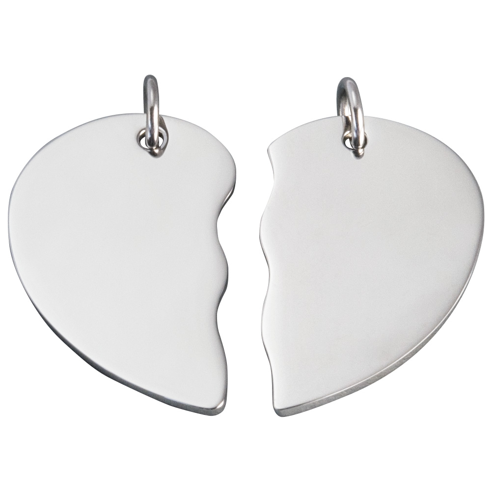 Plaques de gravure acier inoxydable, coeur 31 x 30 x 1,4 mm, pendentif partenaire