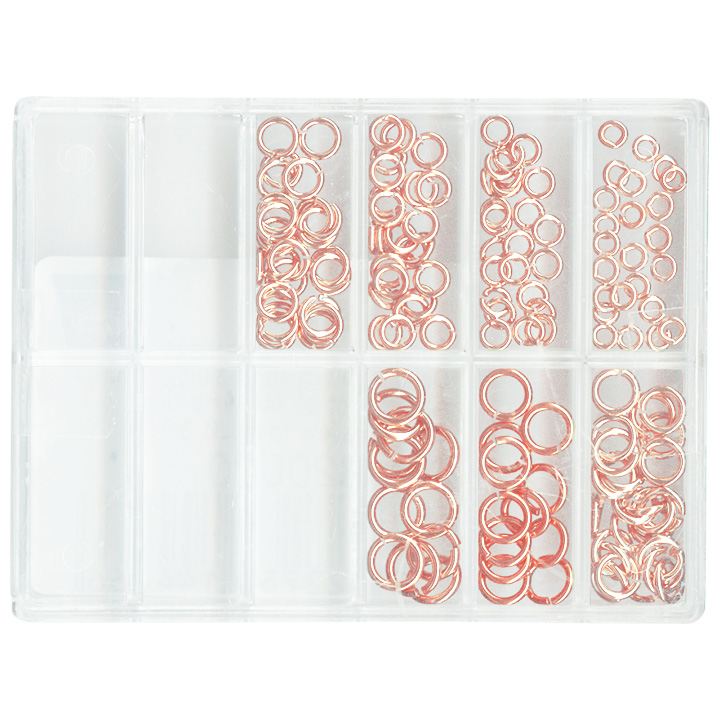 Assortiment de 144 anneaux de reliure, Ø 3 - 6 mm, rond, doublé rosé