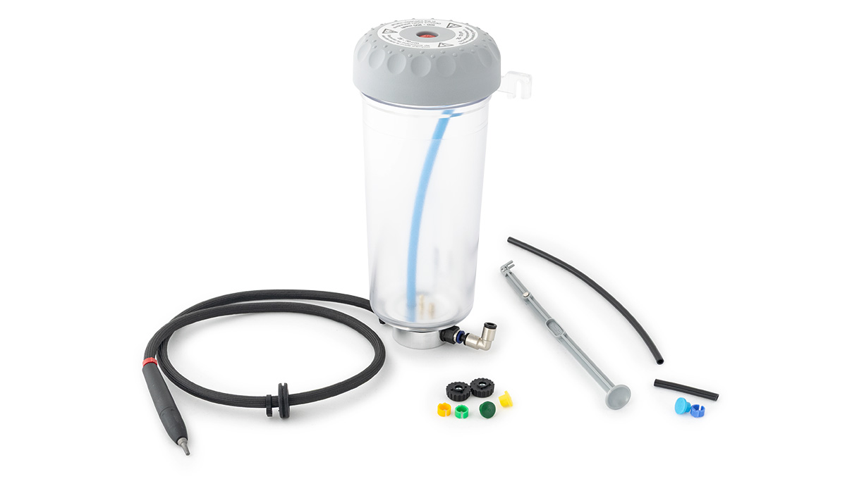 Renfert Réservoir supplémentaire 25 - 70 µm, à gauche, pour Vario Basic, avec buse 0,8 mm