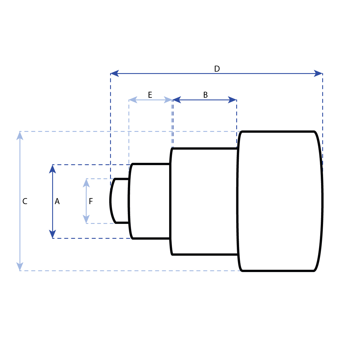 Poussoirs étanches pour des chronographes pour presser, tête Ø 3,0 mm, tube Ø 2,0 mm, coup de bouton 1,5 mm, dorés ( 1 microns )