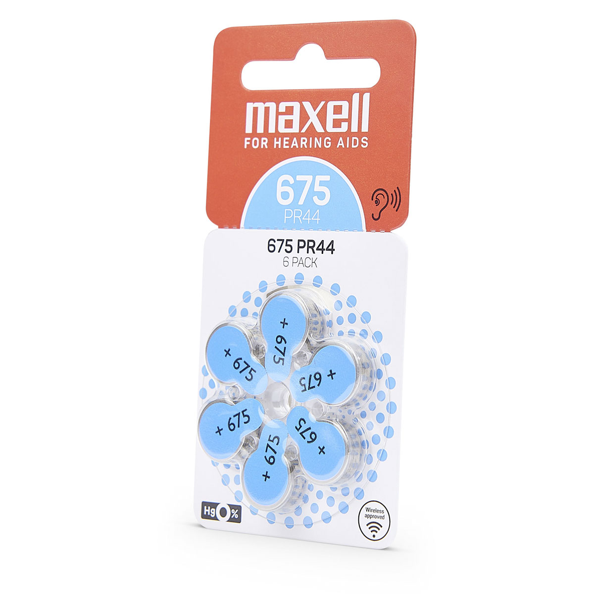 Maxell 6 piles auditives No. 675, plaquette