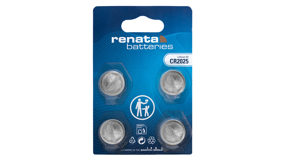 Renata CR2025 Pile bouton lithium, 3 V, non rechargeable, blister de 4 unités