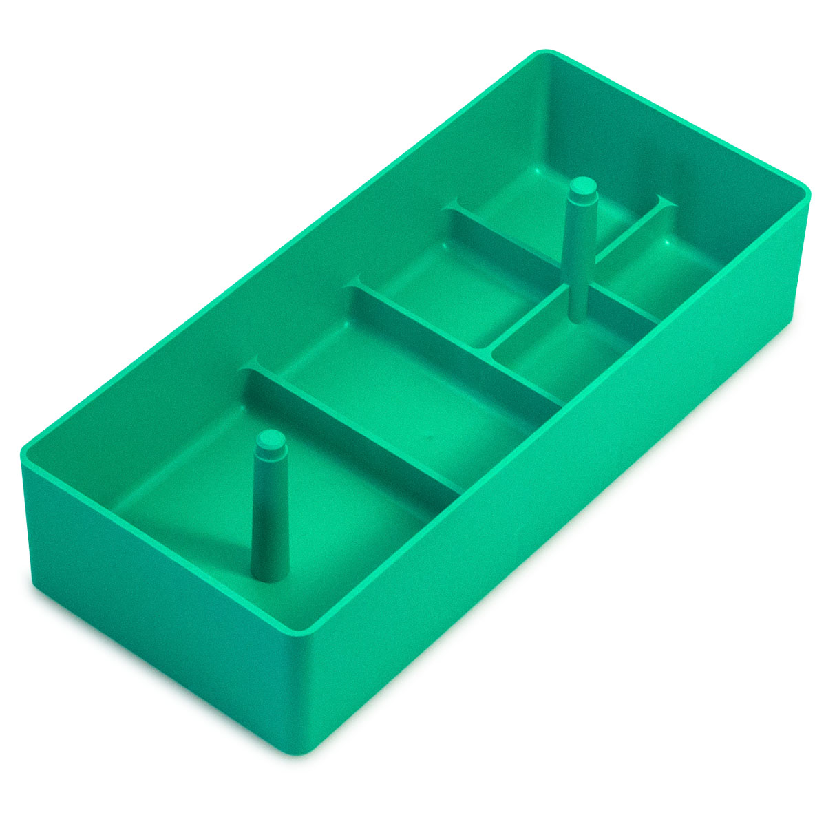 Boîte en plastique, empilable, 6 compartiments, vert, 236 x 105 x 51 mm