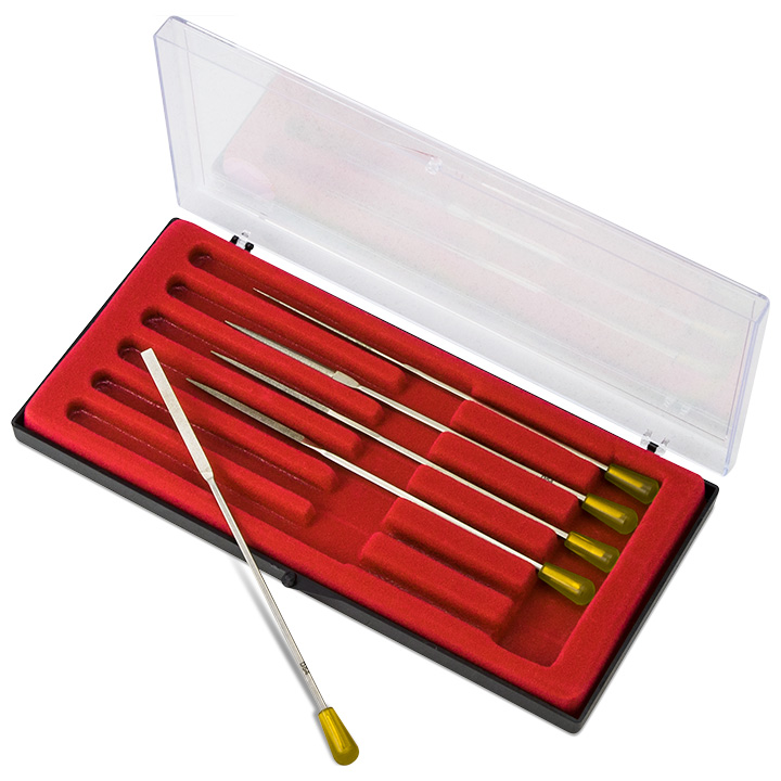 Assortiment de 5 limes à échappement diamant avec manche carré 140 mm, granulation D 64